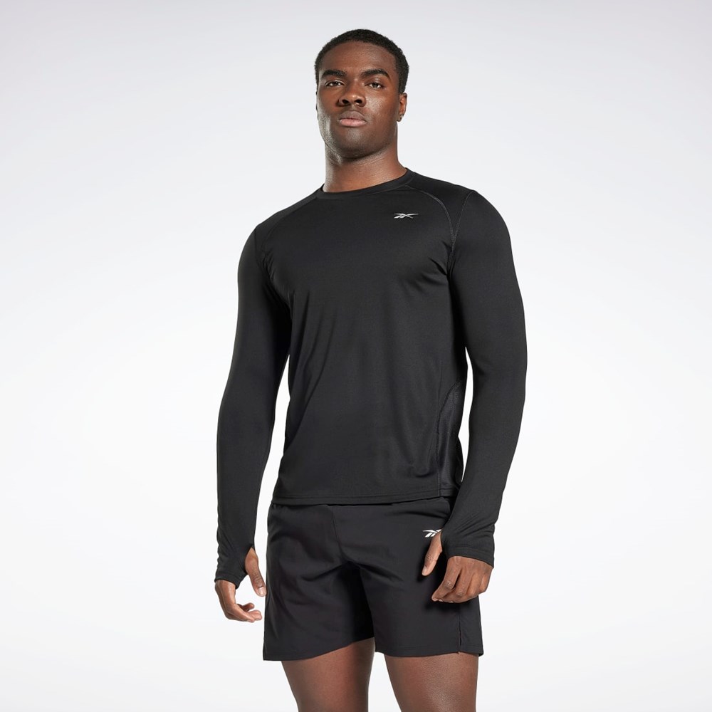 Reebok Běžecké Long Sleeve T-Shirt Černé | NMCGK8046