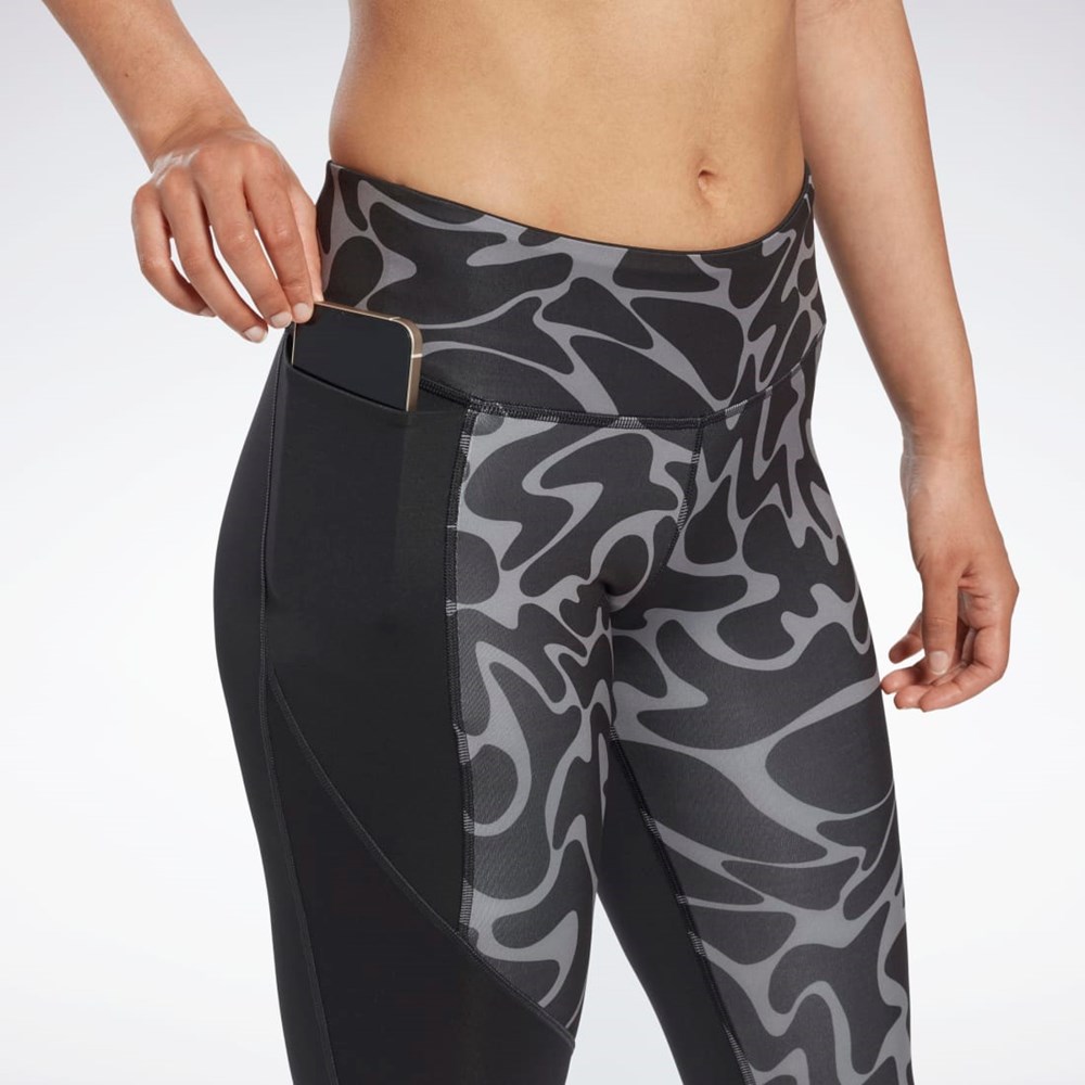 Reebok Běžecké Printed Capri Tights Černé | JKTBA7951