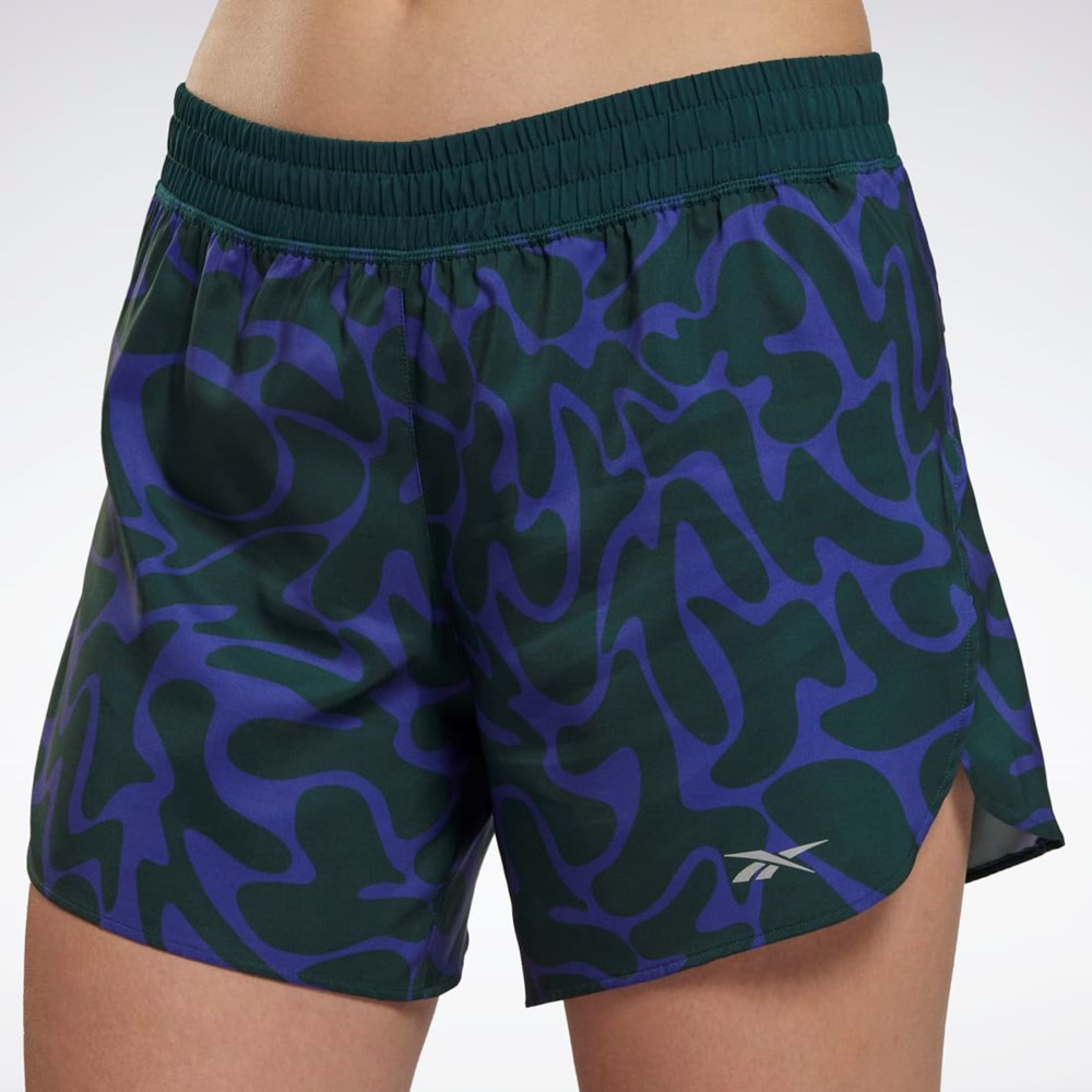 Reebok Běžecké Printed Shorts Zelene | FQPZV6724