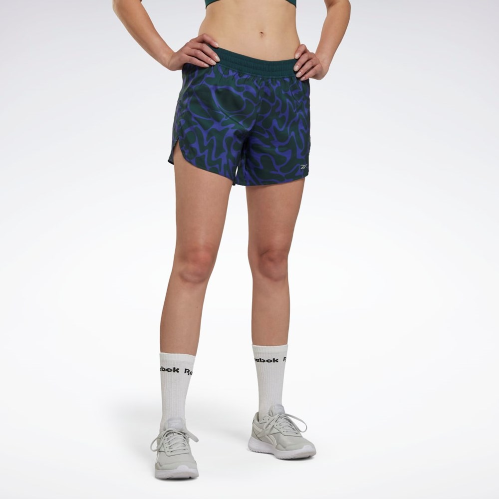 Reebok Běžecké Printed Shorts Zelene | FQPZV6724