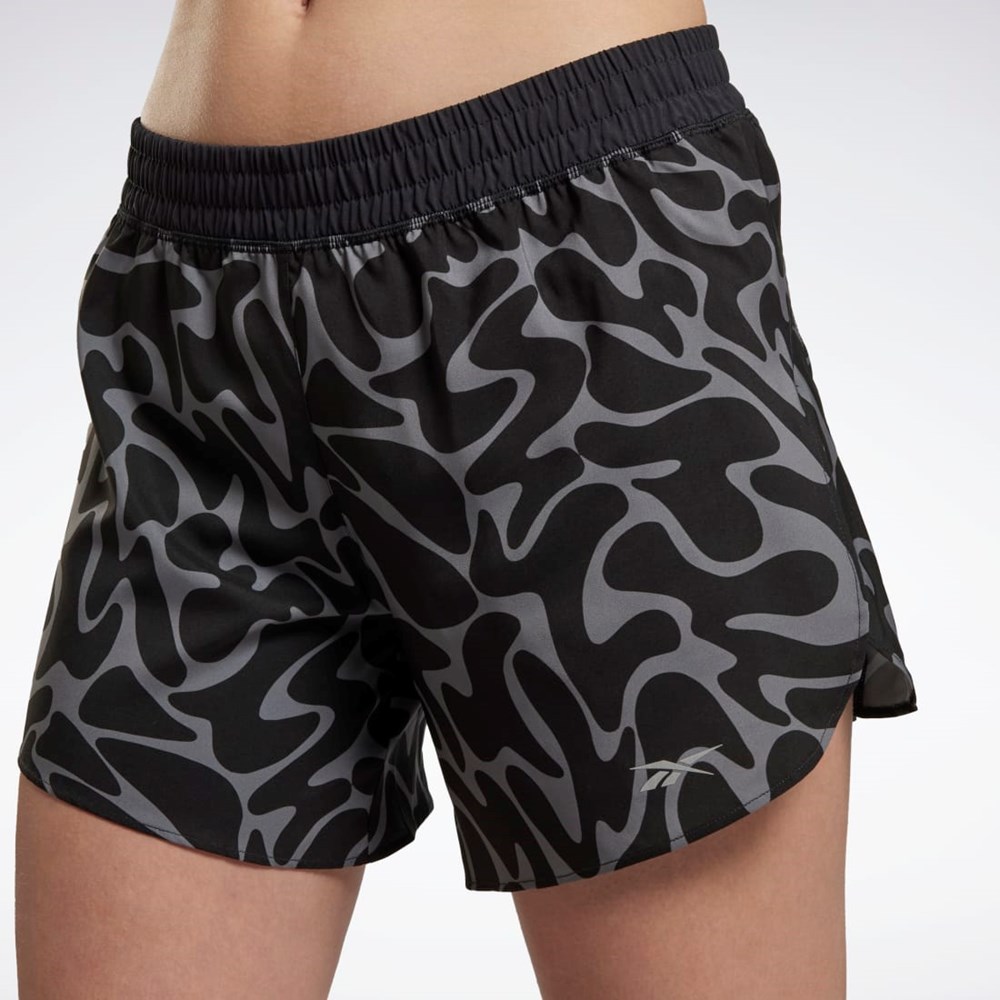 Reebok Běžecké Printed Shorts Černé | KCFBV6287