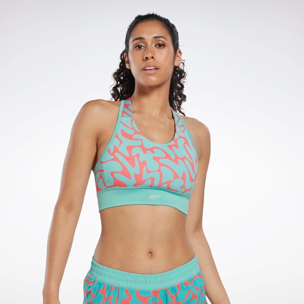 Reebok Běžecké Printed Sports Bra Semi Classic Teal | HPJKE6132