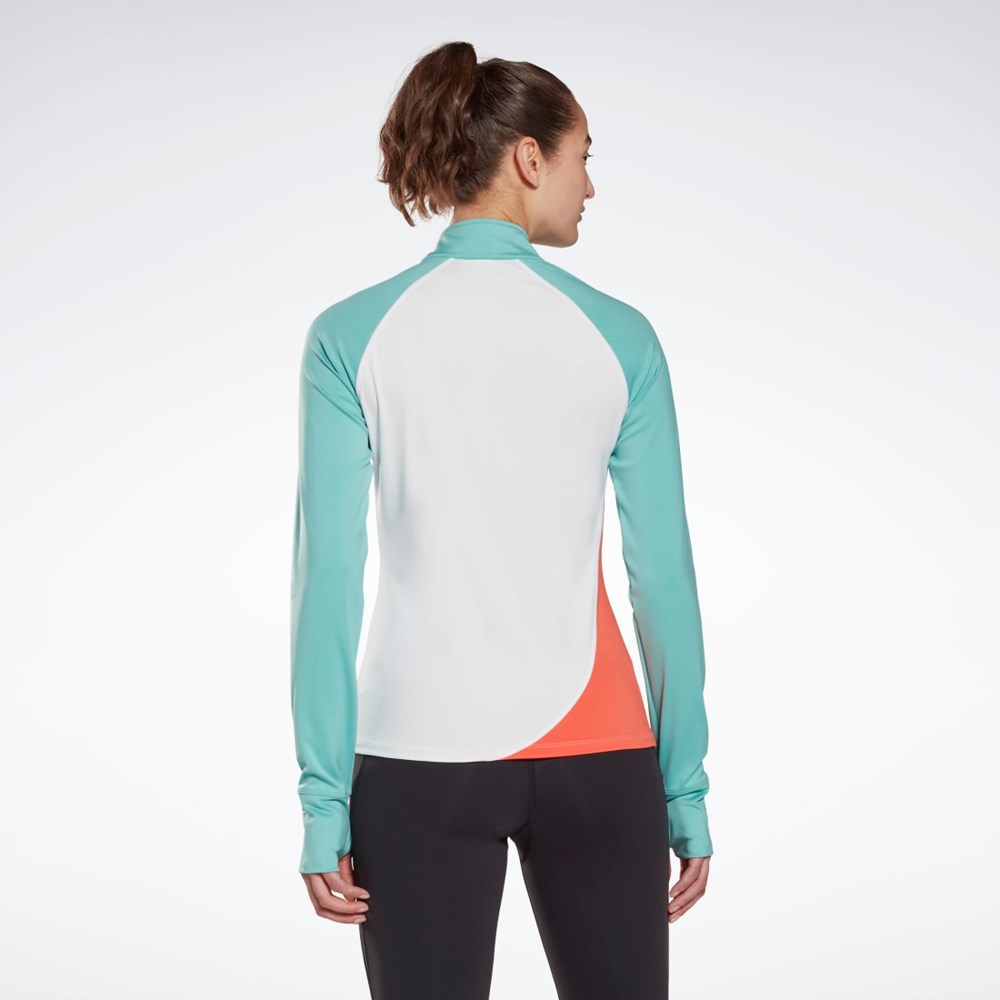 Reebok Běžecké Quarter-Zip Sweatshirt Bílé | RYZEK8941