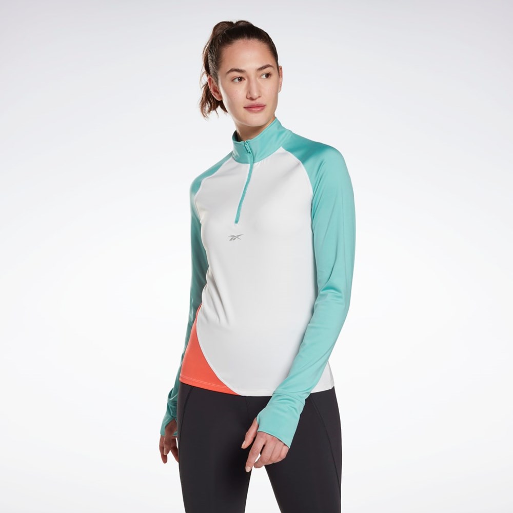 Reebok Běžecké Quarter-Zip Sweatshirt Bílé | RYZEK8941