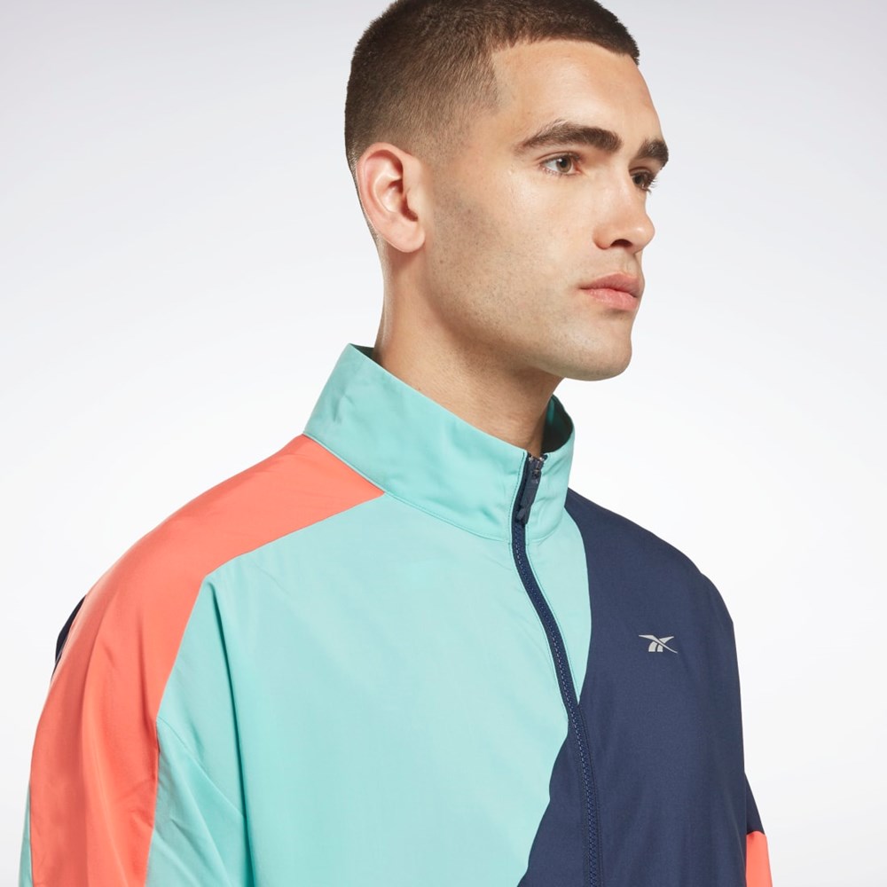 Reebok Běžecké Woven Vítr Jacket Semi Classic Teal | TWFBK2180