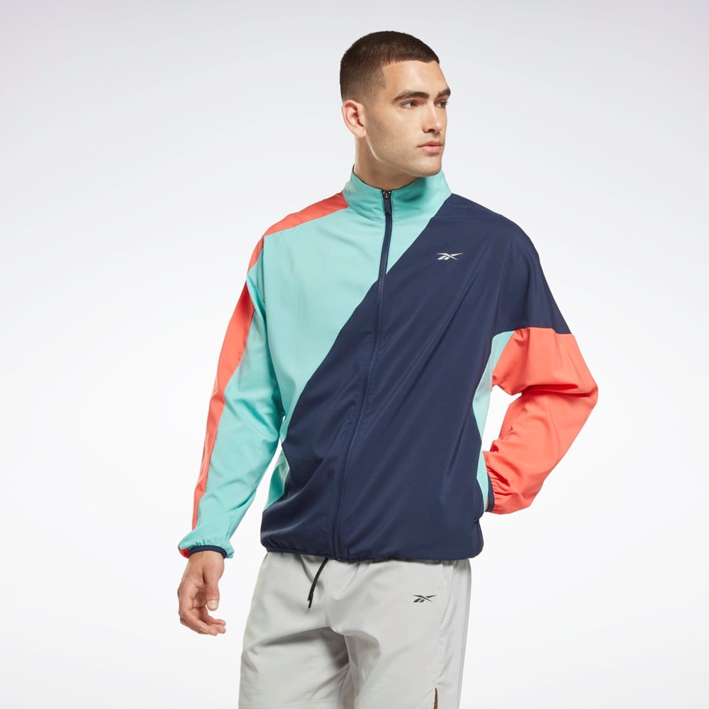 Reebok Běžecké Woven Vítr Jacket Semi Classic Teal | TWFBK2180