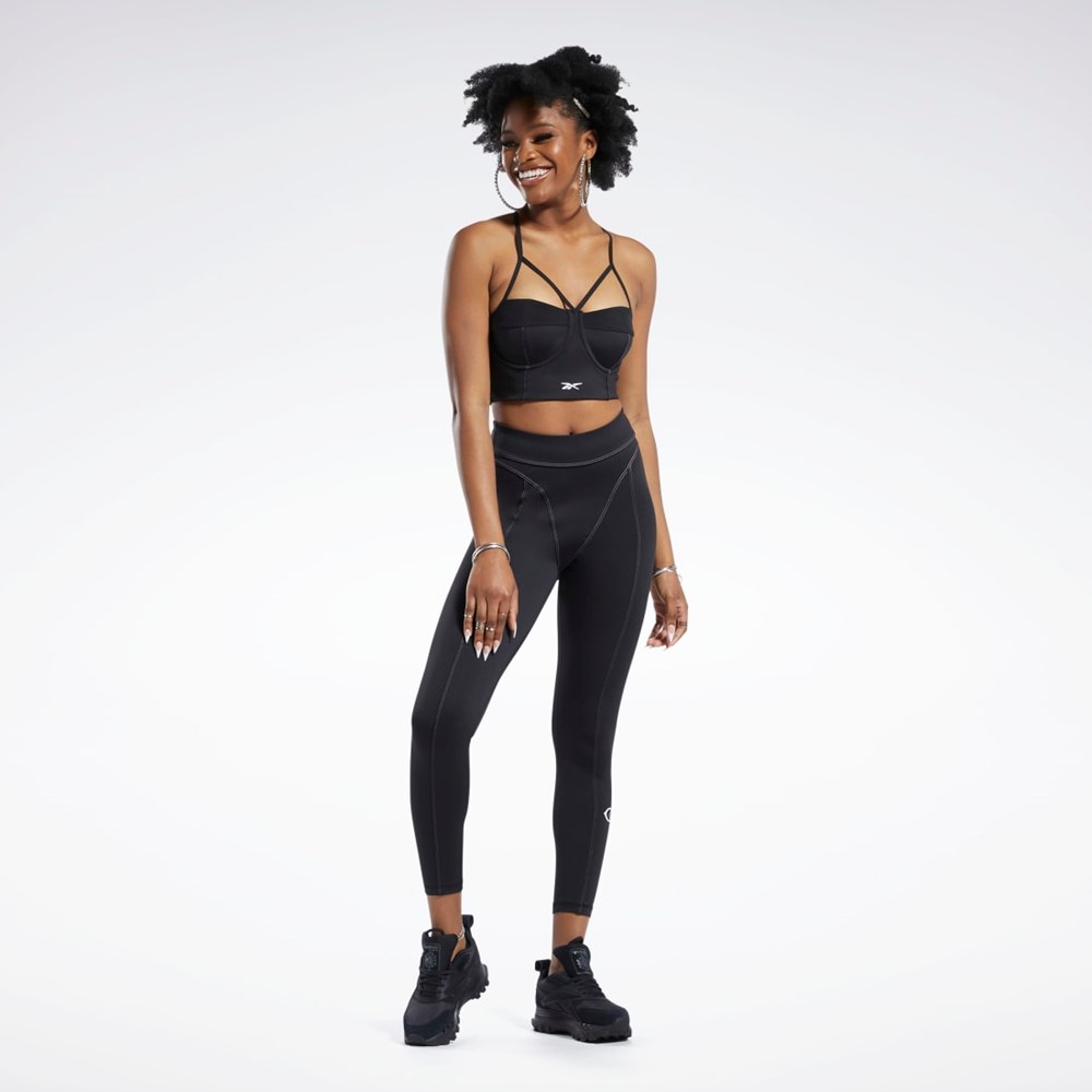 Reebok Cardi B Bralette Černé Bílé | ZJBED2871