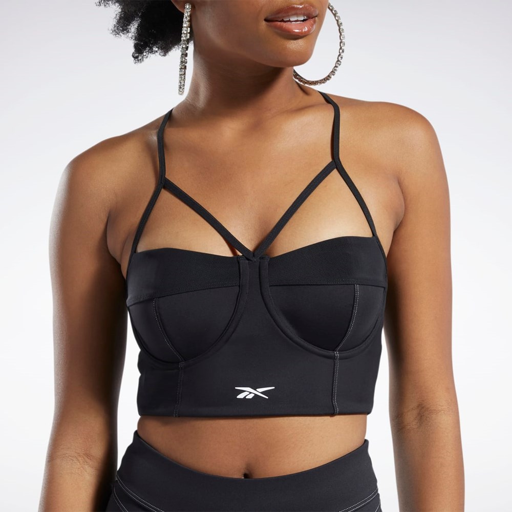 Reebok Cardi B Bralette Černé Bílé | ZJBED2871