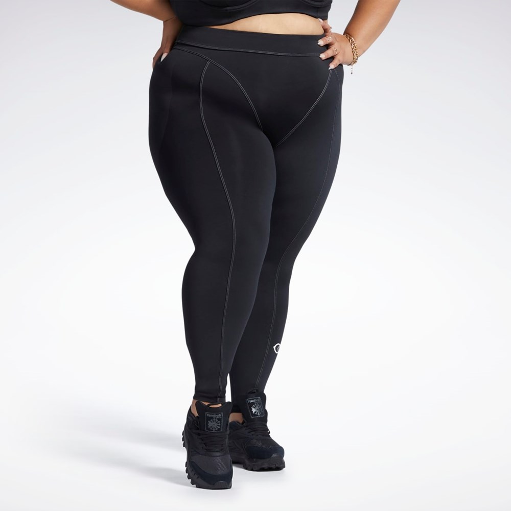 Reebok Cardi B High-Rise Tights (Plus Size) Černé | RXMUF5289