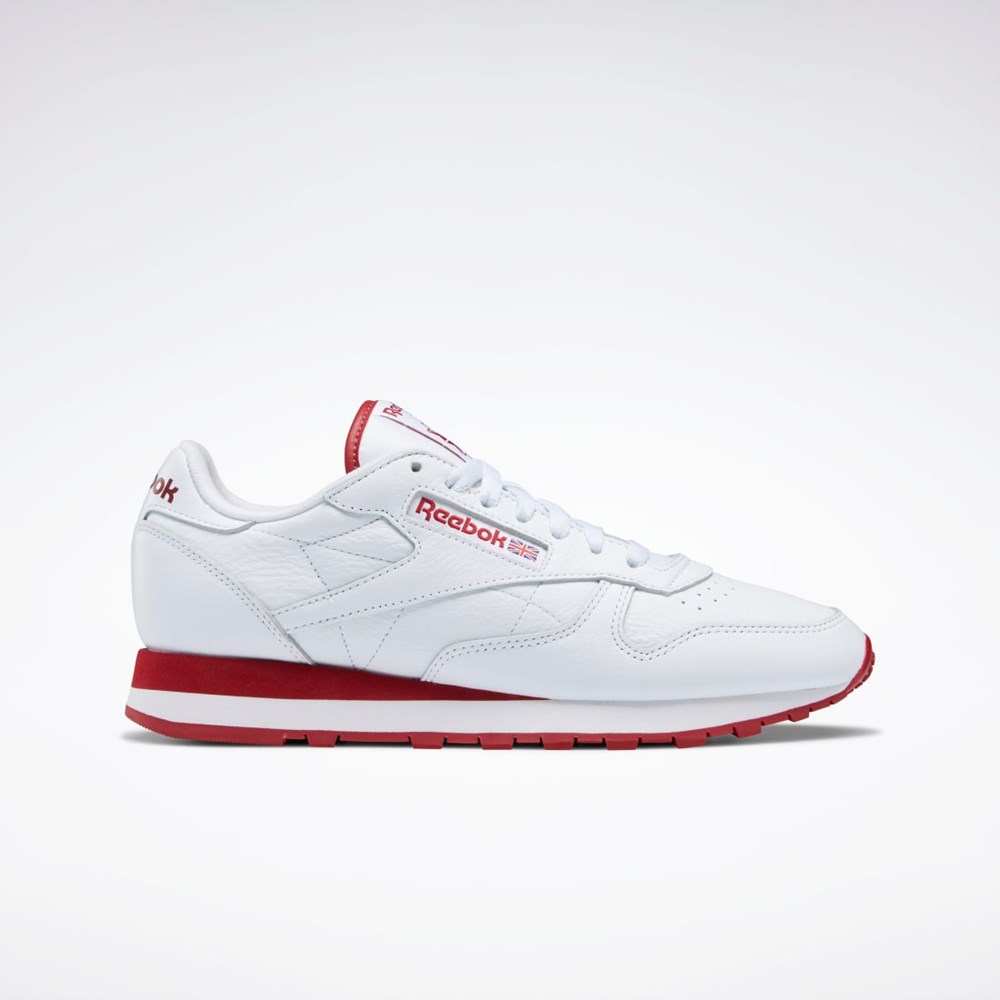 Reebok Classic Leather Shoes Bílé Červené Bílé | QMNGZ0248