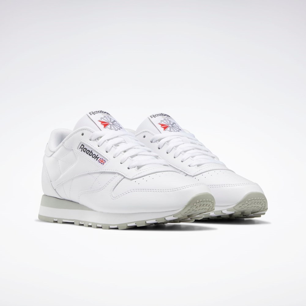 Reebok Classic Leather Shoes Bílé Šedé Šedé | FQBKJ4957