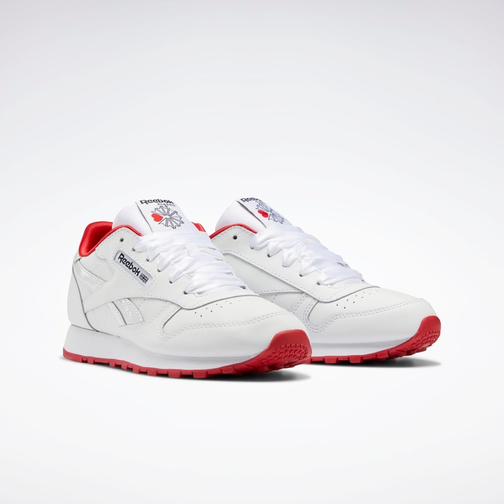 Reebok Classic Leather Shoes - Grade School Bílé Bílé Červené | FYCUA0769