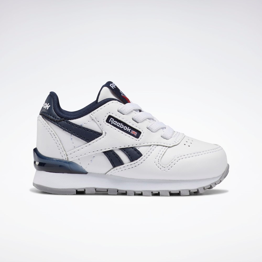 Reebok Classic Leather Step 'n' Flash Shoes - Toddler Bílé Bílé Tmavě Blankyt | AQFRK2761