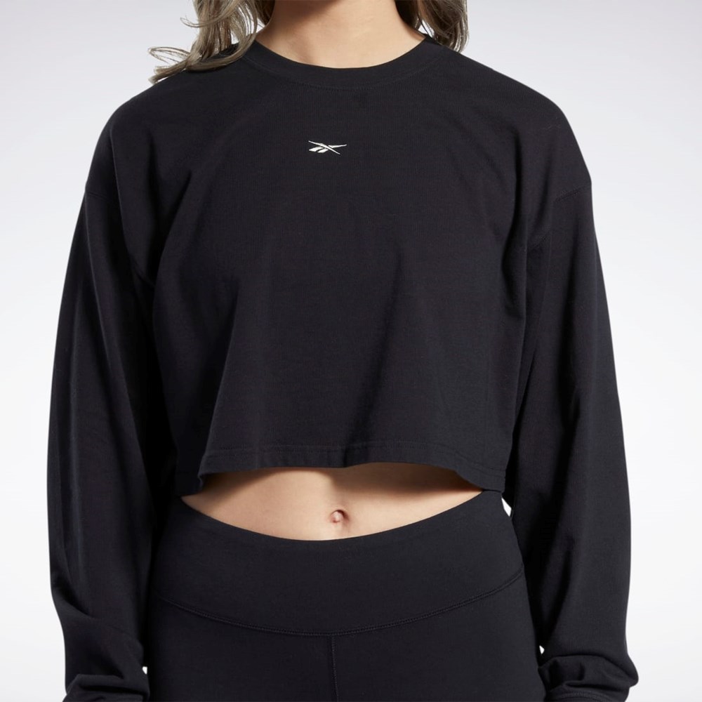 Reebok Classics Bavlněné Long Sleeve T-Shirt Černé | FWUZX0486