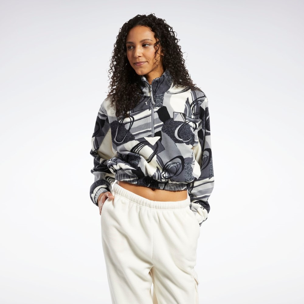 Reebok Classics Zimní Print Half-Zip Sweatshirt Šedé | JWGQO8197