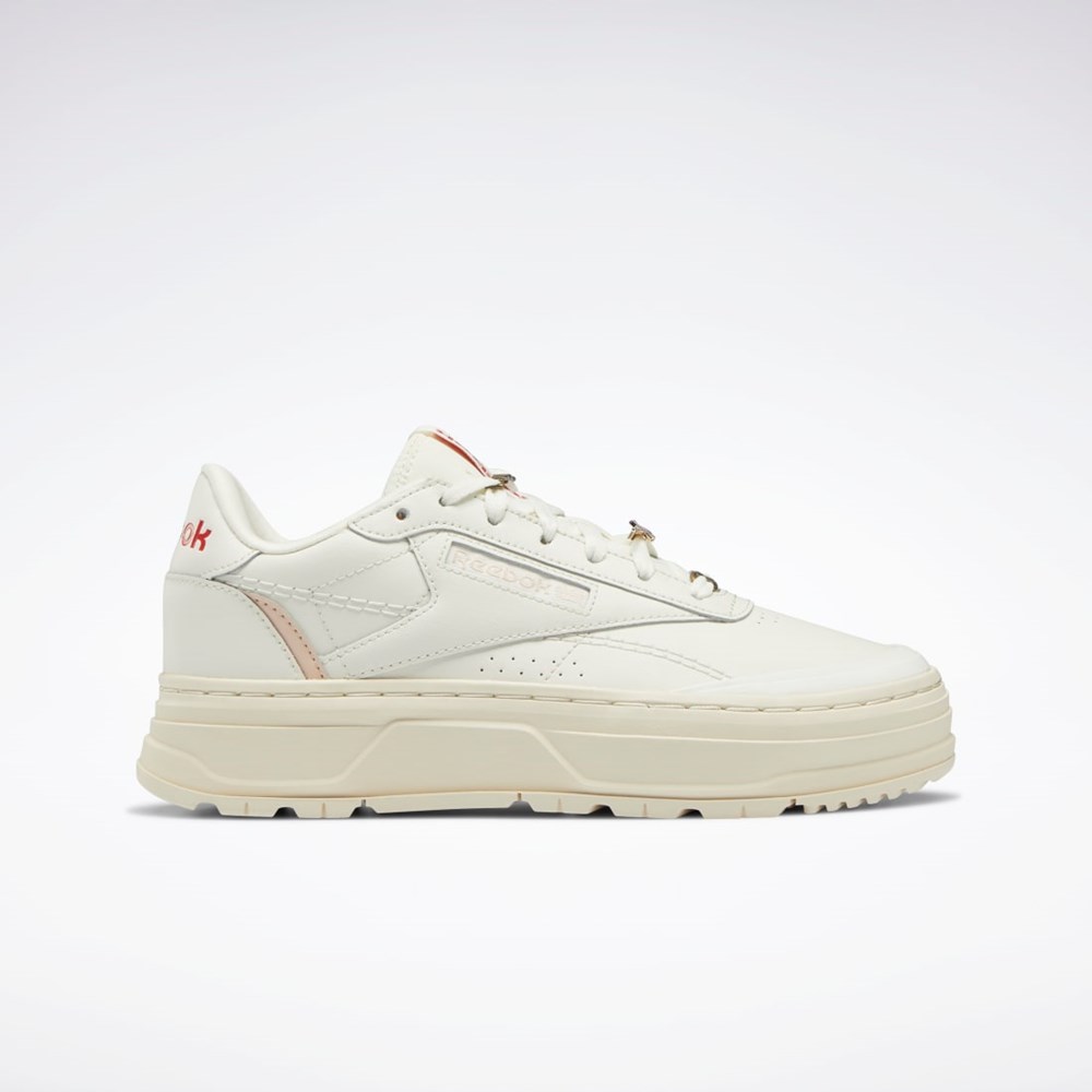 Reebok Club C Double GEO Shoes Chalk / Alabaster / Soft Ecru | VHNFA4809