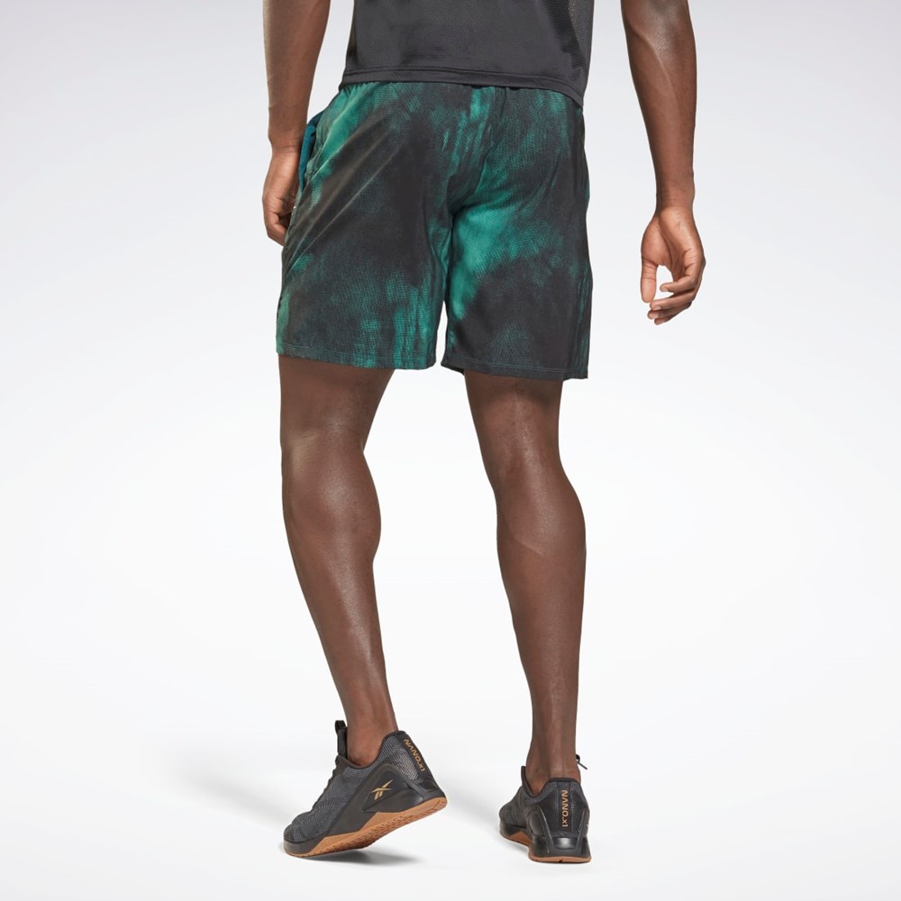 Reebok Epic Lehké Printed Tréninková Shorts Midnight Pine | ASPRX3960