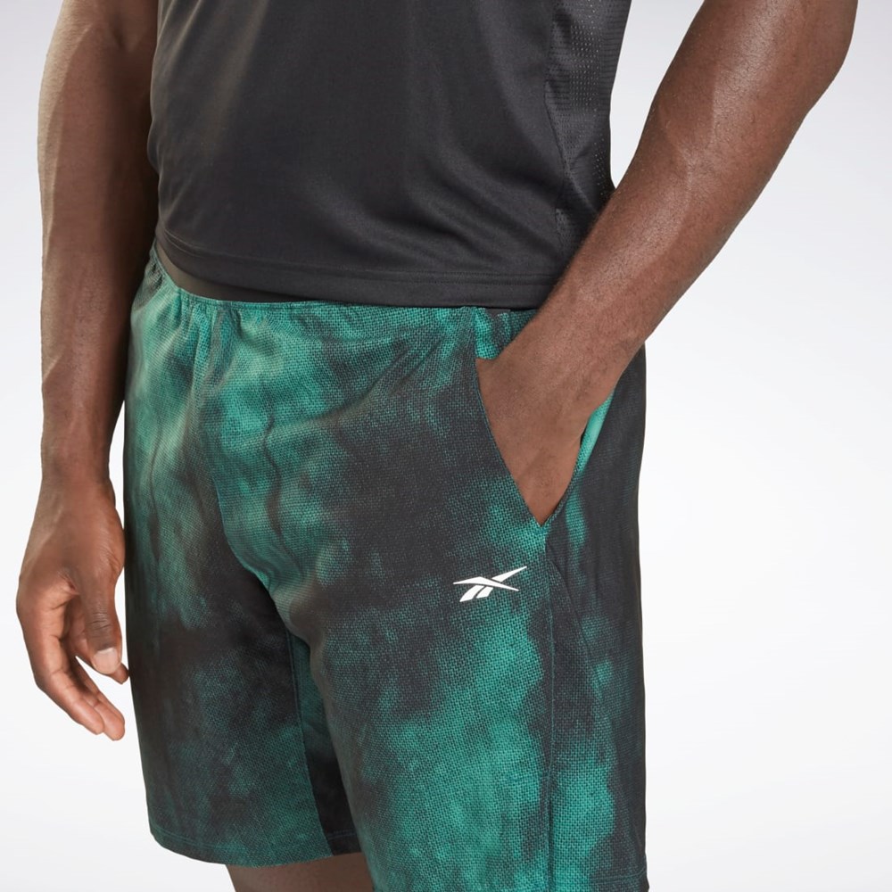 Reebok Epic Lehké Printed Tréninková Shorts Midnight Pine | ASPRX3960