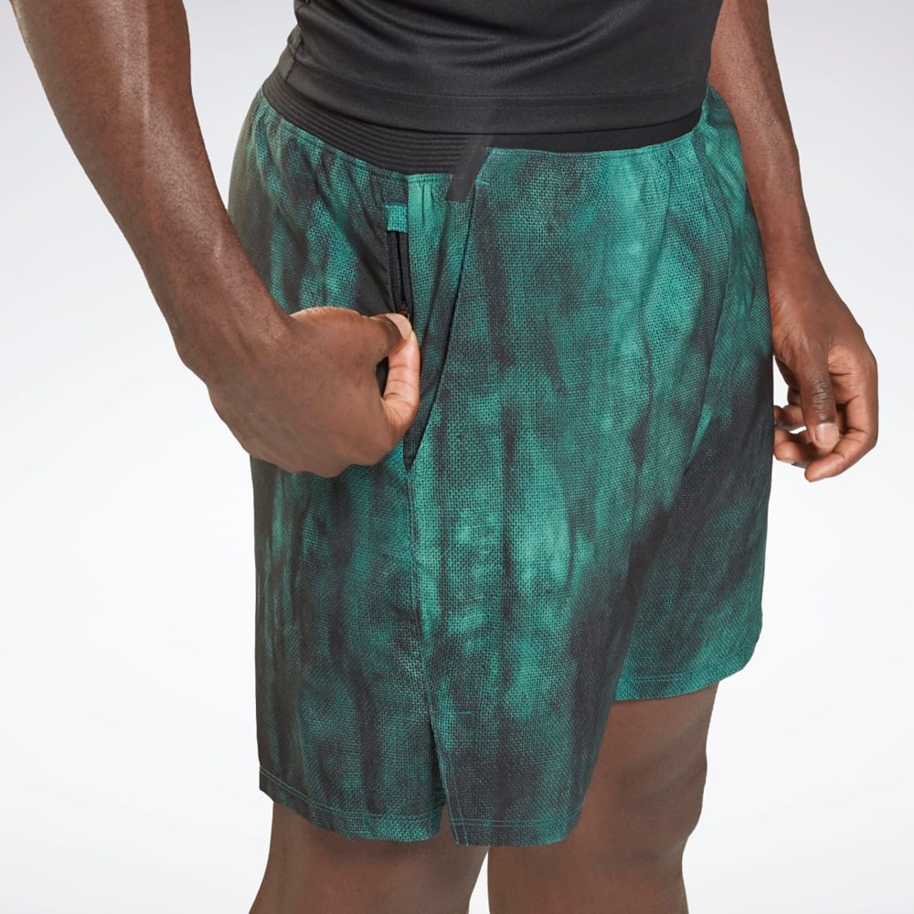 Reebok Epic Lehké Printed Tréninková Shorts Midnight Pine | ASPRX3960