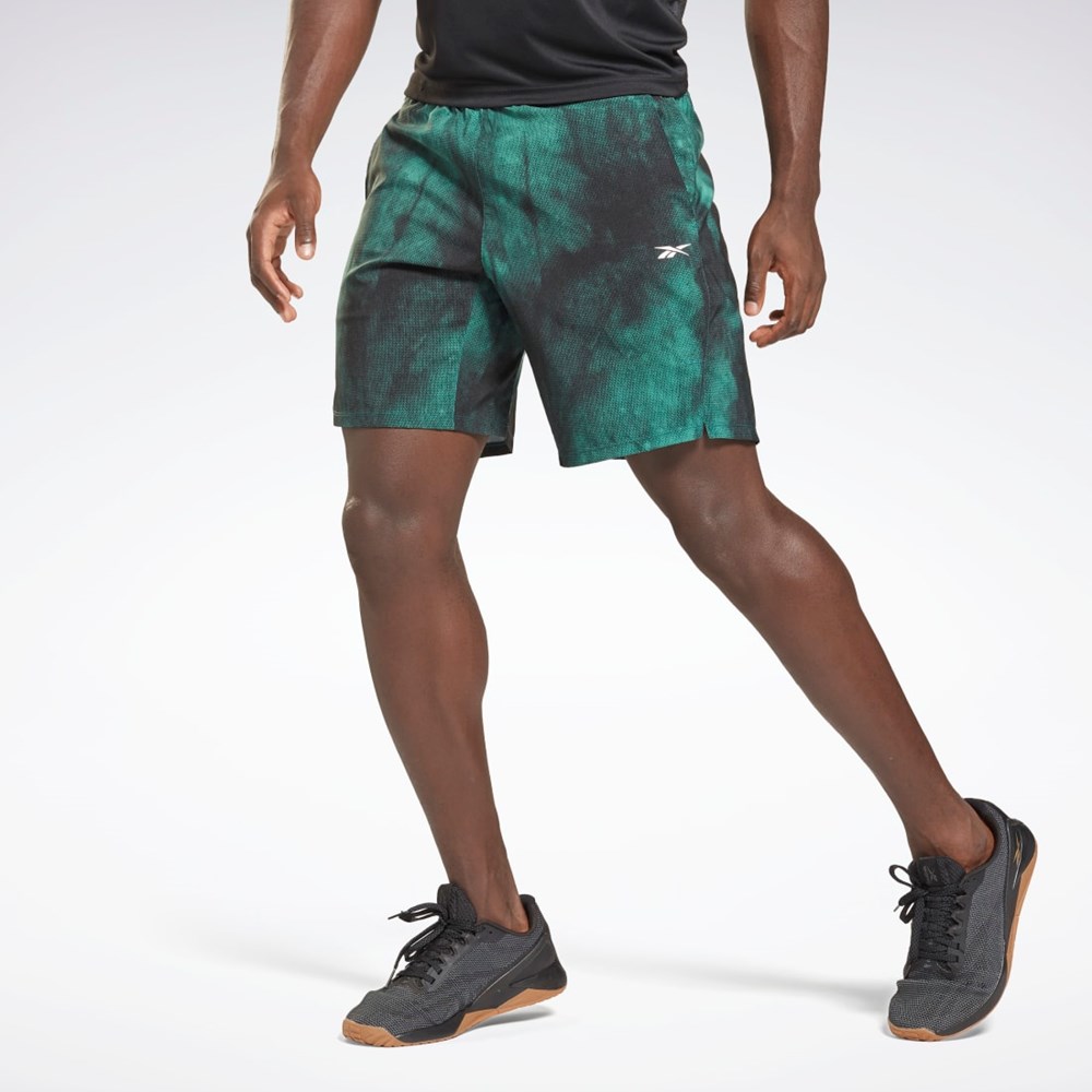 Reebok Epic Lehké Printed Tréninková Shorts Midnight Pine | ASPRX3960