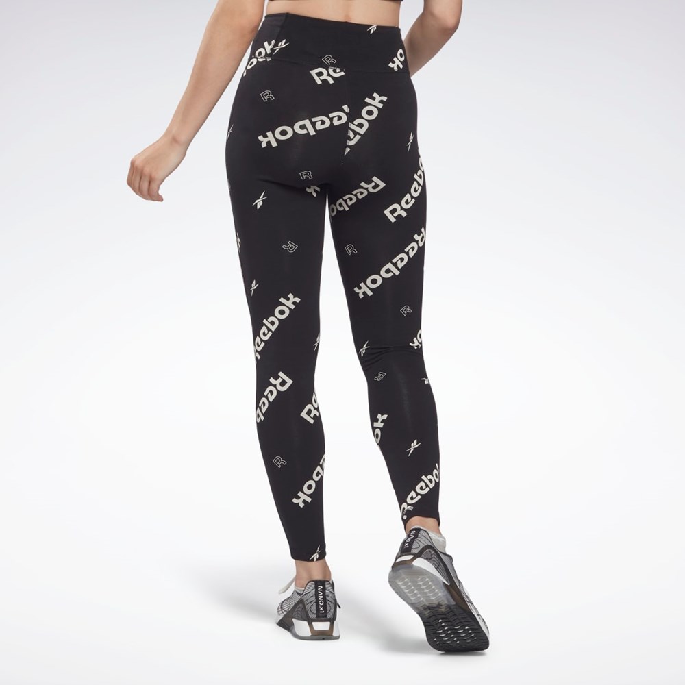 Reebok Identity Bavlněné Printed Leggings Černé | MUCXN7426