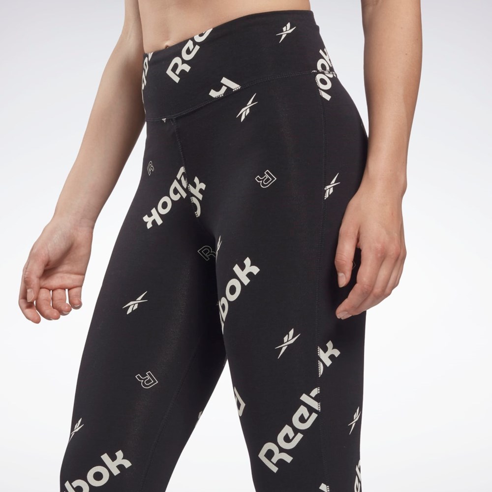 Reebok Identity Bavlněné Printed Leggings Černé | MUCXN7426