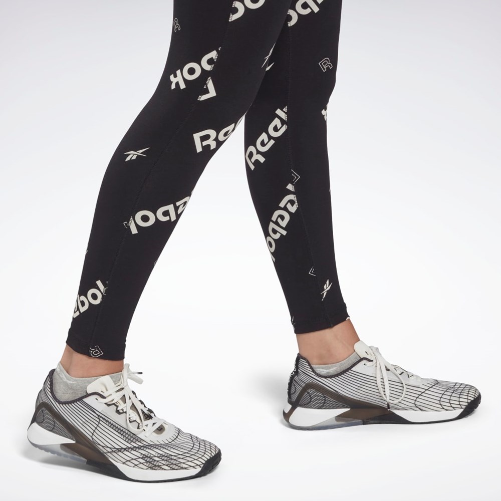 Reebok Identity Bavlněné Printed Leggings Černé | MUCXN7426