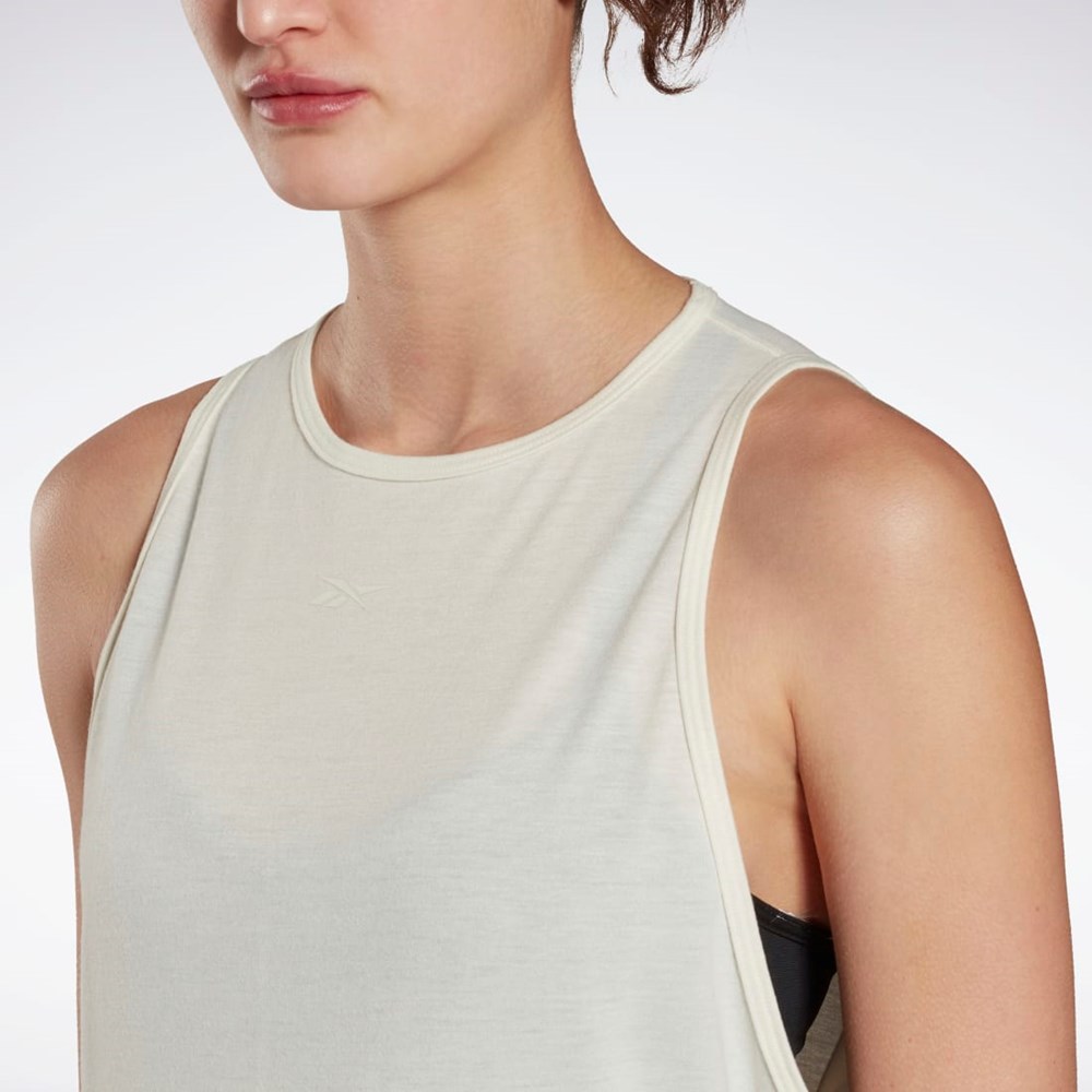 Reebok Jóga Long Tank Top Bílé | KVOYI9860