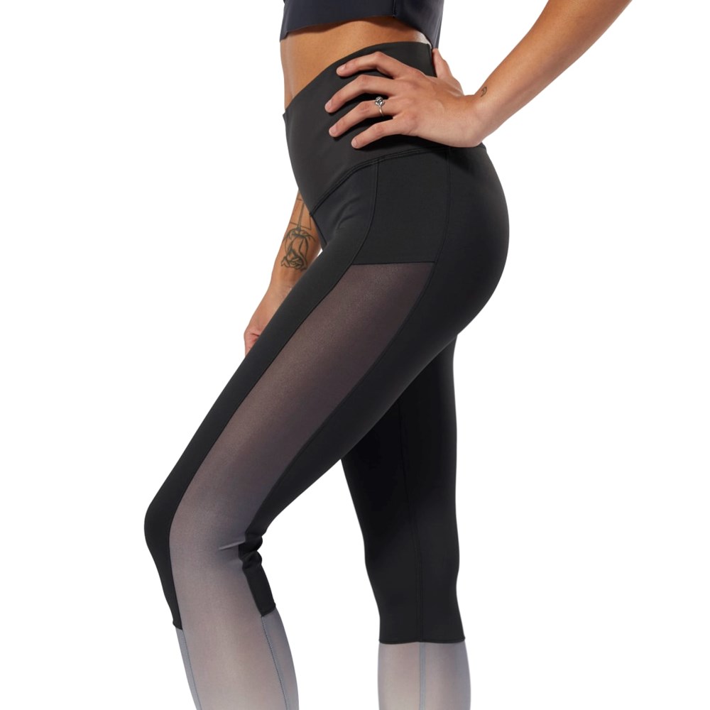 Reebok Jóga Ombre Leggings Černé Šedé | UZPIH3098