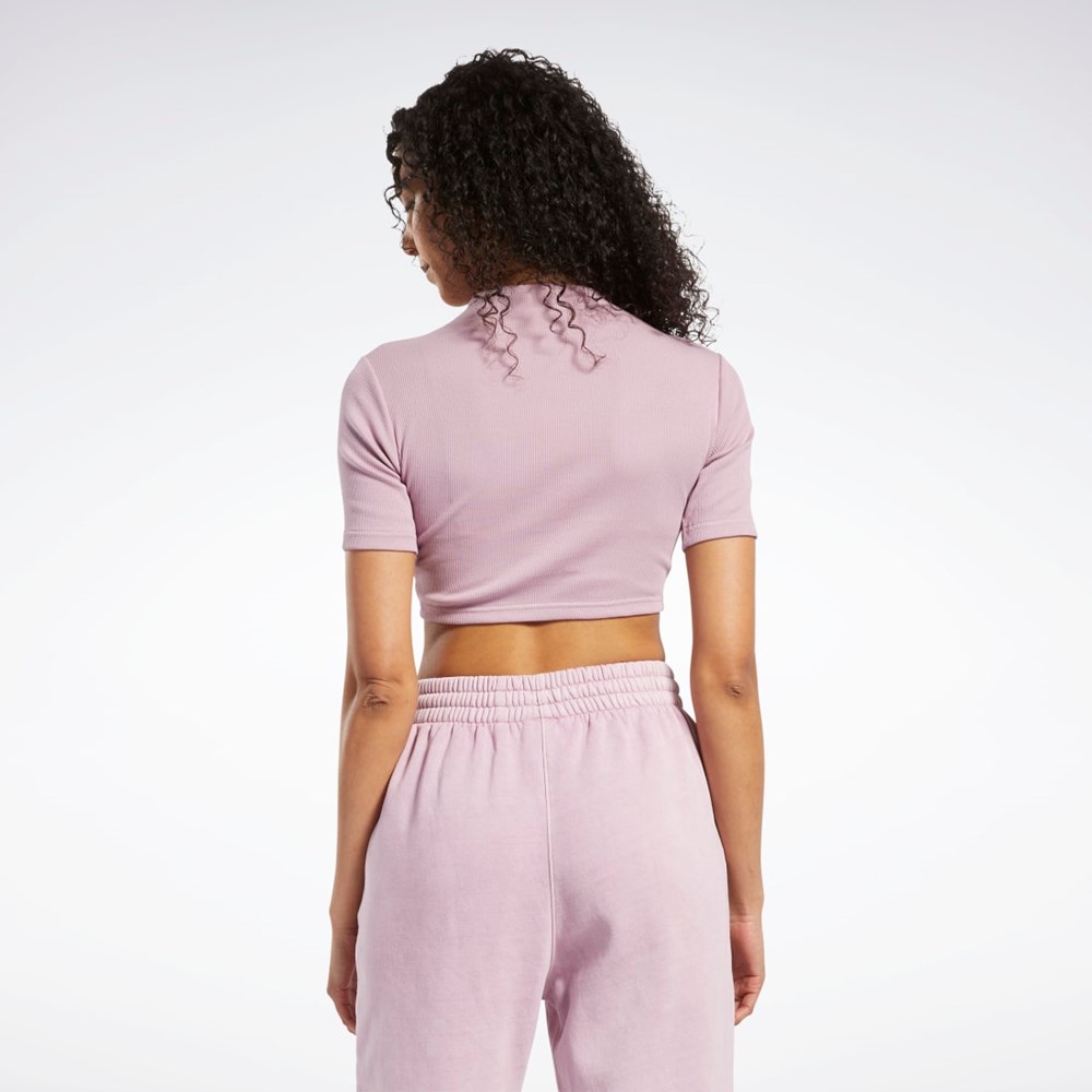 Reebok Krátké Sleeve Rib Tight Shirt Infused Lilac | PTNBL2976