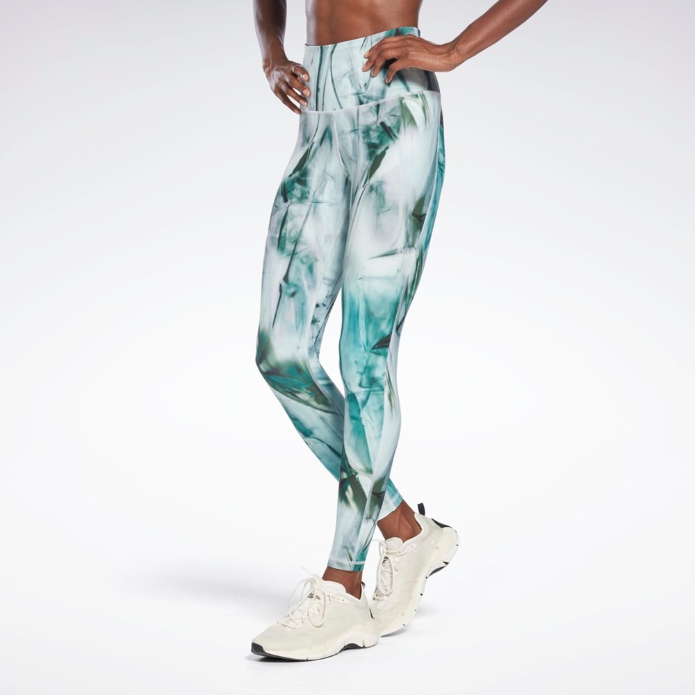 Reebok Lux Bold High-Waisted Liquid Abyss Print Tights Světle | BKLXV8930