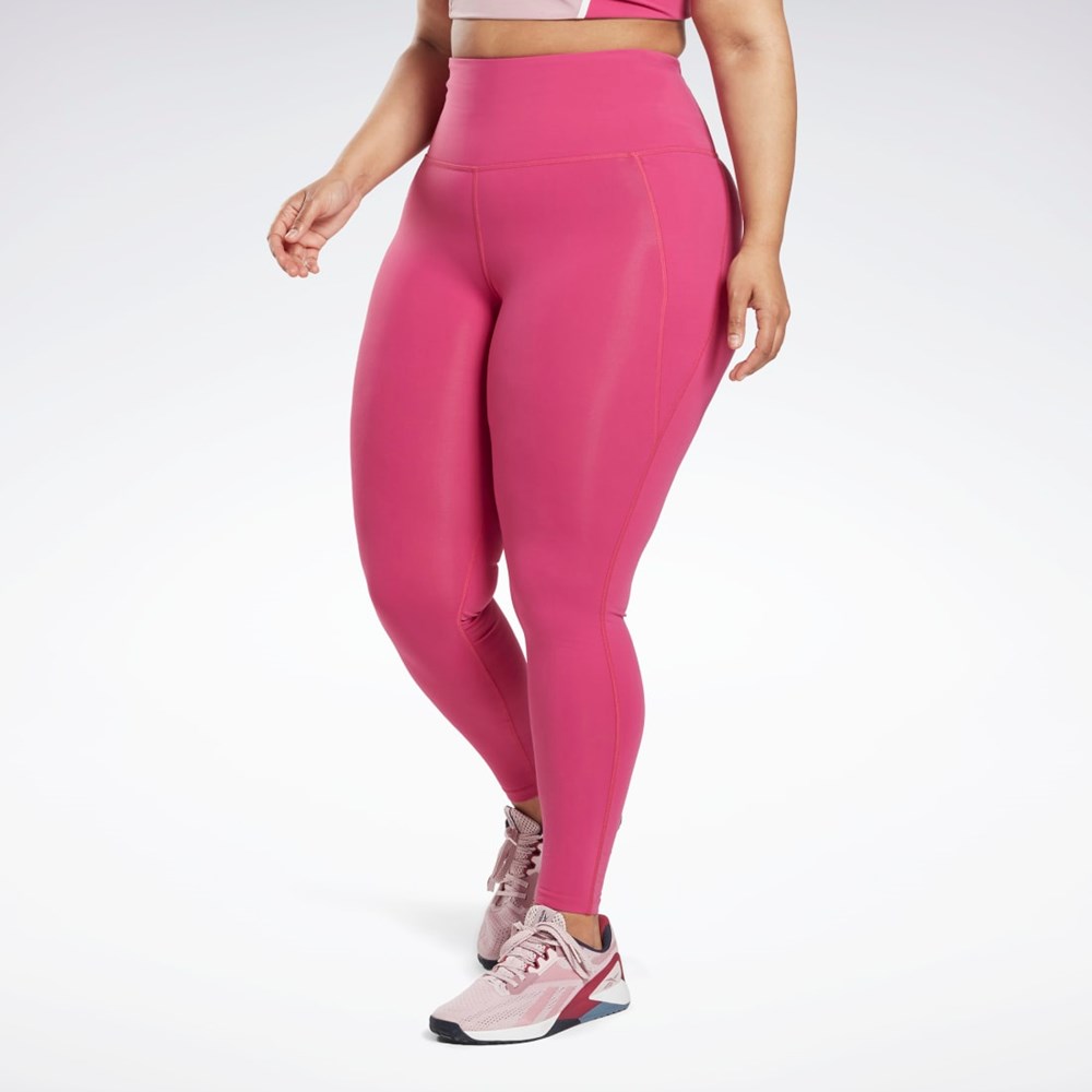 Reebok Lux High-Waisted Tights (Plus Size) Růžové | UDOMX7630