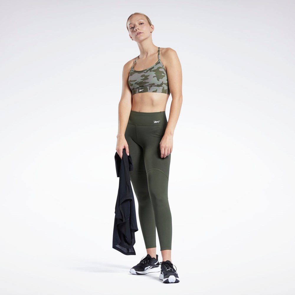 Reebok Lux Hubená Páskové Camo Print Sports Bra Zelene | BUDET9536