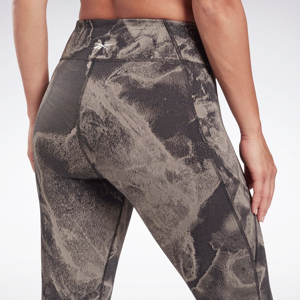 Reebok Lux Jacquard Leggings Černé | IRWEG0651