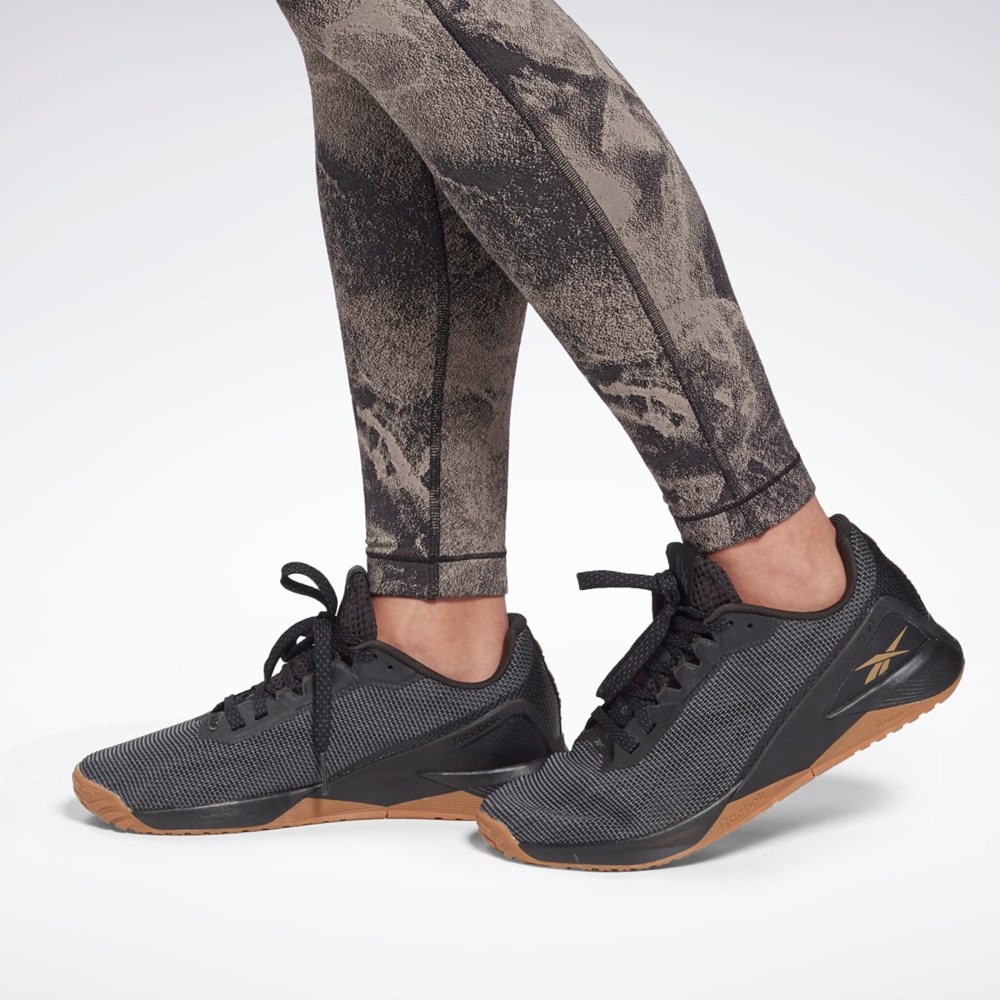 Reebok Lux Jacquard Leggings Černé | IRWEG0651