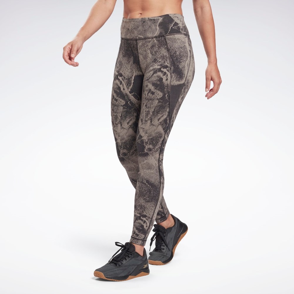 Reebok Lux Jacquard Leggings Černé | IRWEG0651