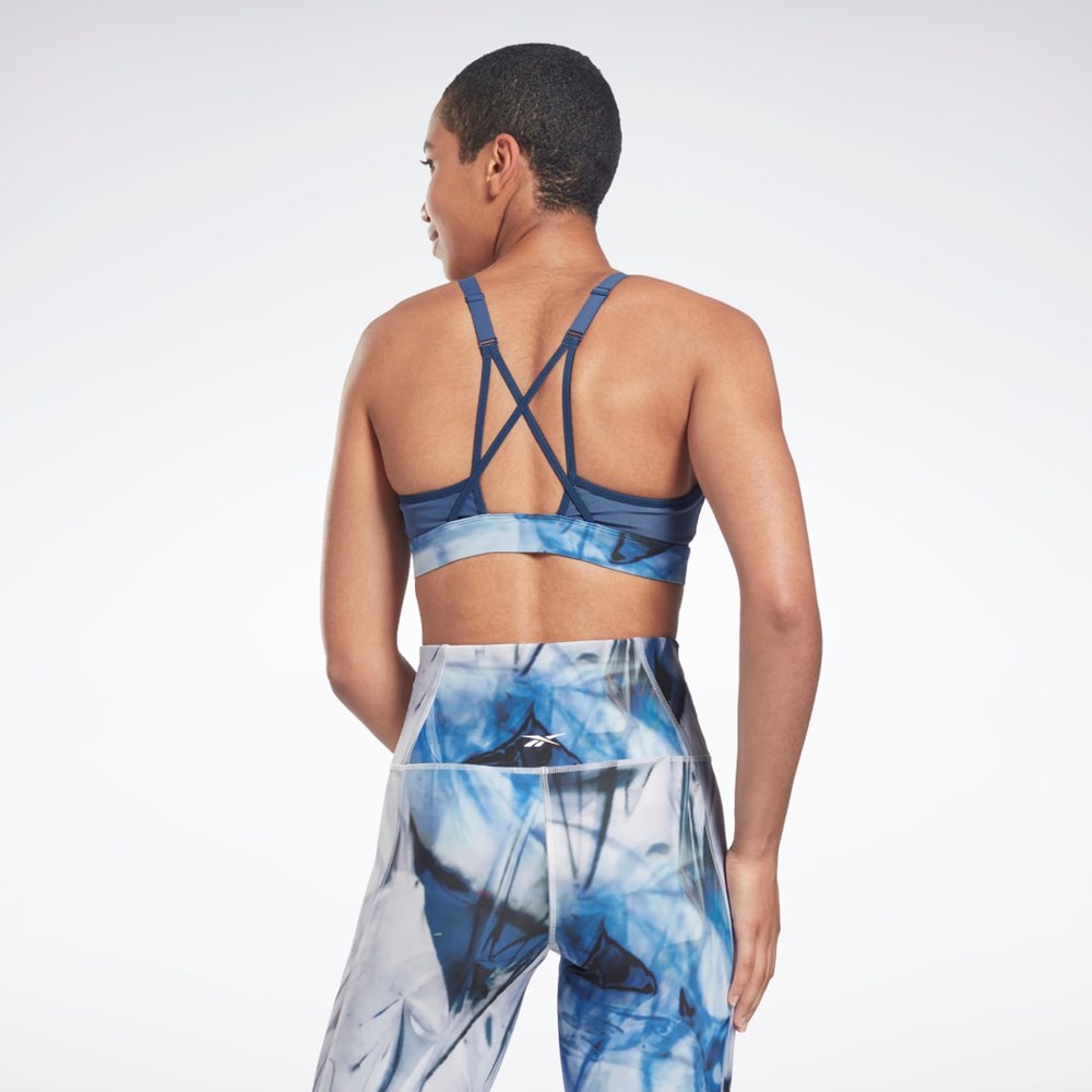 Reebok Lux Páskové Liquid Abyss Print Sports Bra Blankyt | TJRWS8301