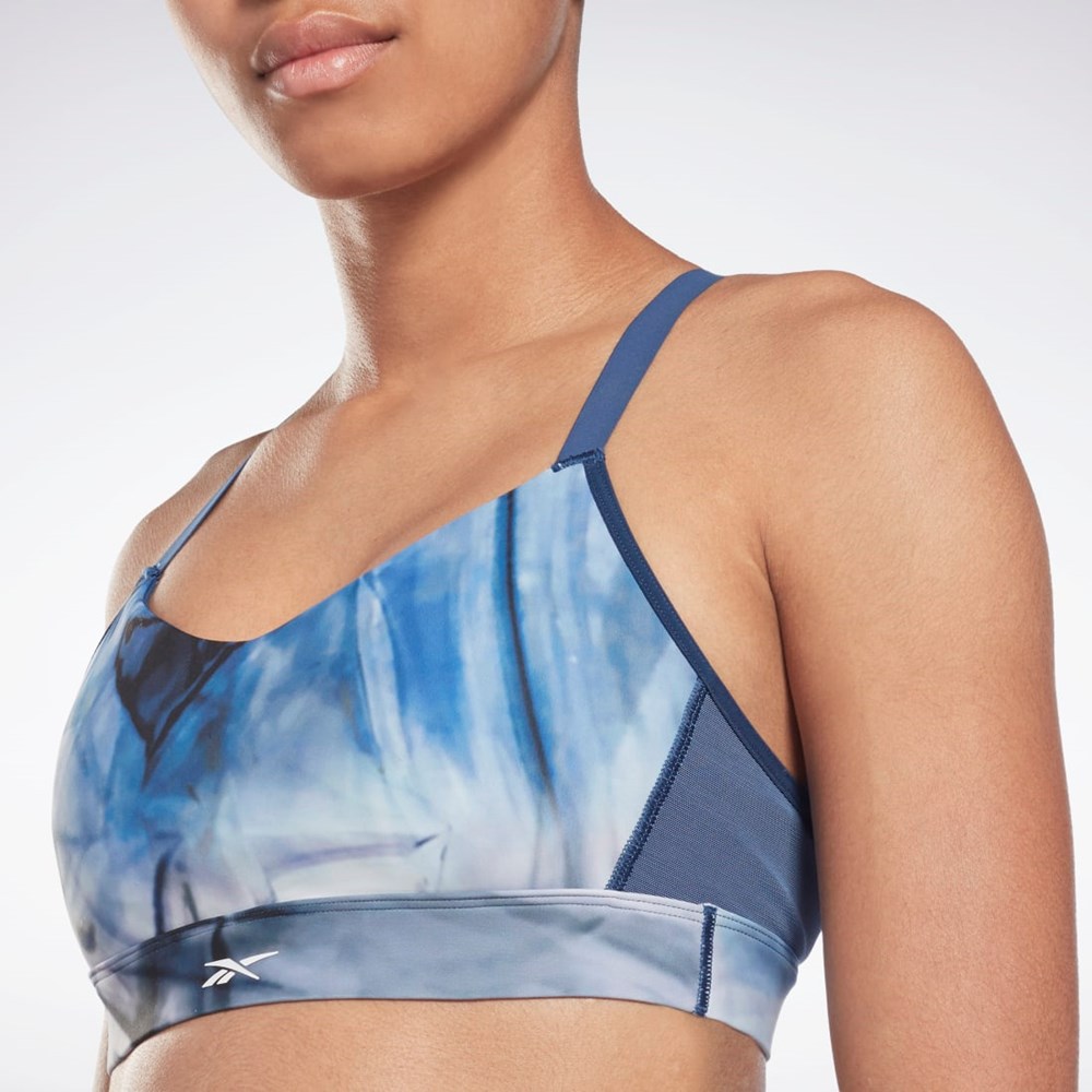 Reebok Lux Páskové Liquid Abyss Print Sports Bra Blankyt | TJRWS8301