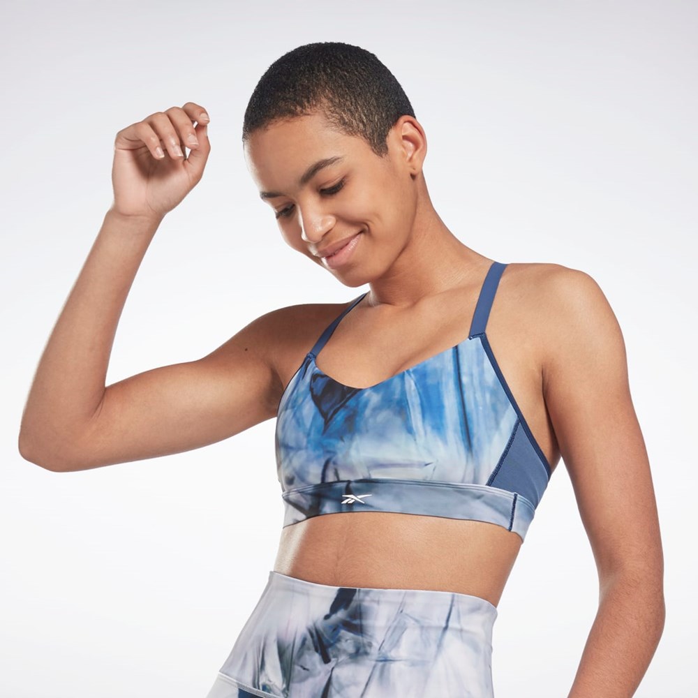 Reebok Lux Páskové Liquid Abyss Print Sports Bra Blankyt | TJRWS8301