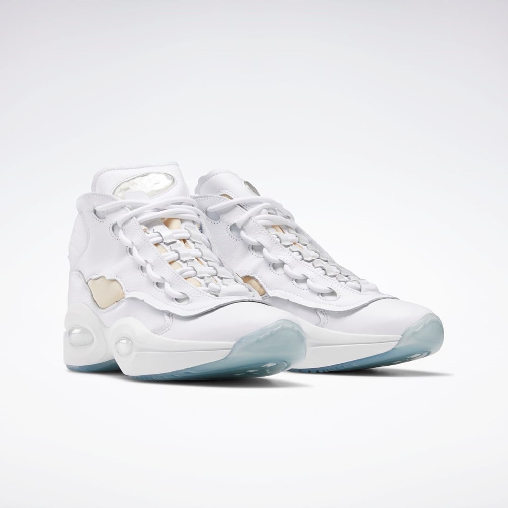 Reebok Maison Margiela Question Mid Memory Of Basketball Shoes Bílé Černé Bílé | PCEQJ3058