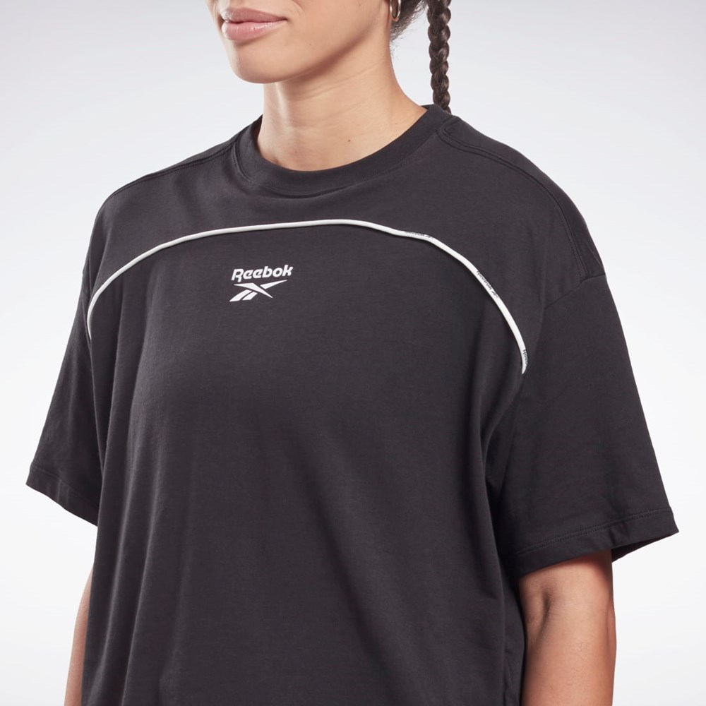 Reebok Piping T-Shirt Černé | OHXNP5910