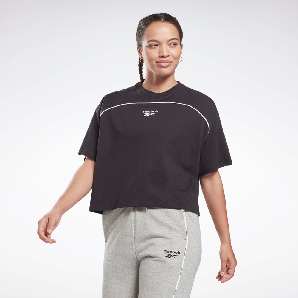 Reebok Piping T-Shirt Černé | OHXNP5910