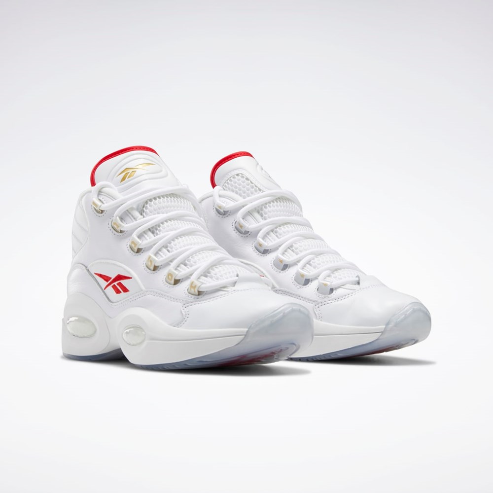 Reebok Question Mid Basketball Shoes Bílé Bílé Červené | GUCRY3540