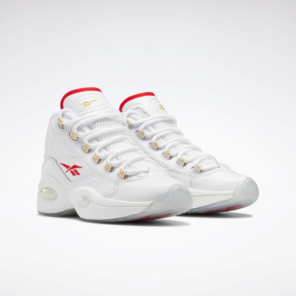 Reebok Question Mid Shoes - Grade School Bílé Červené Bílé | KULOJ3918