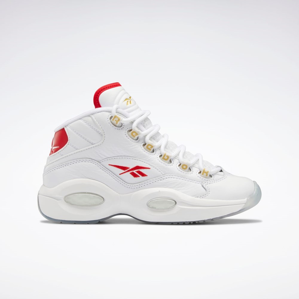 Reebok Question Mid Shoes - Grade School Bílé Červené Bílé | KULOJ3918