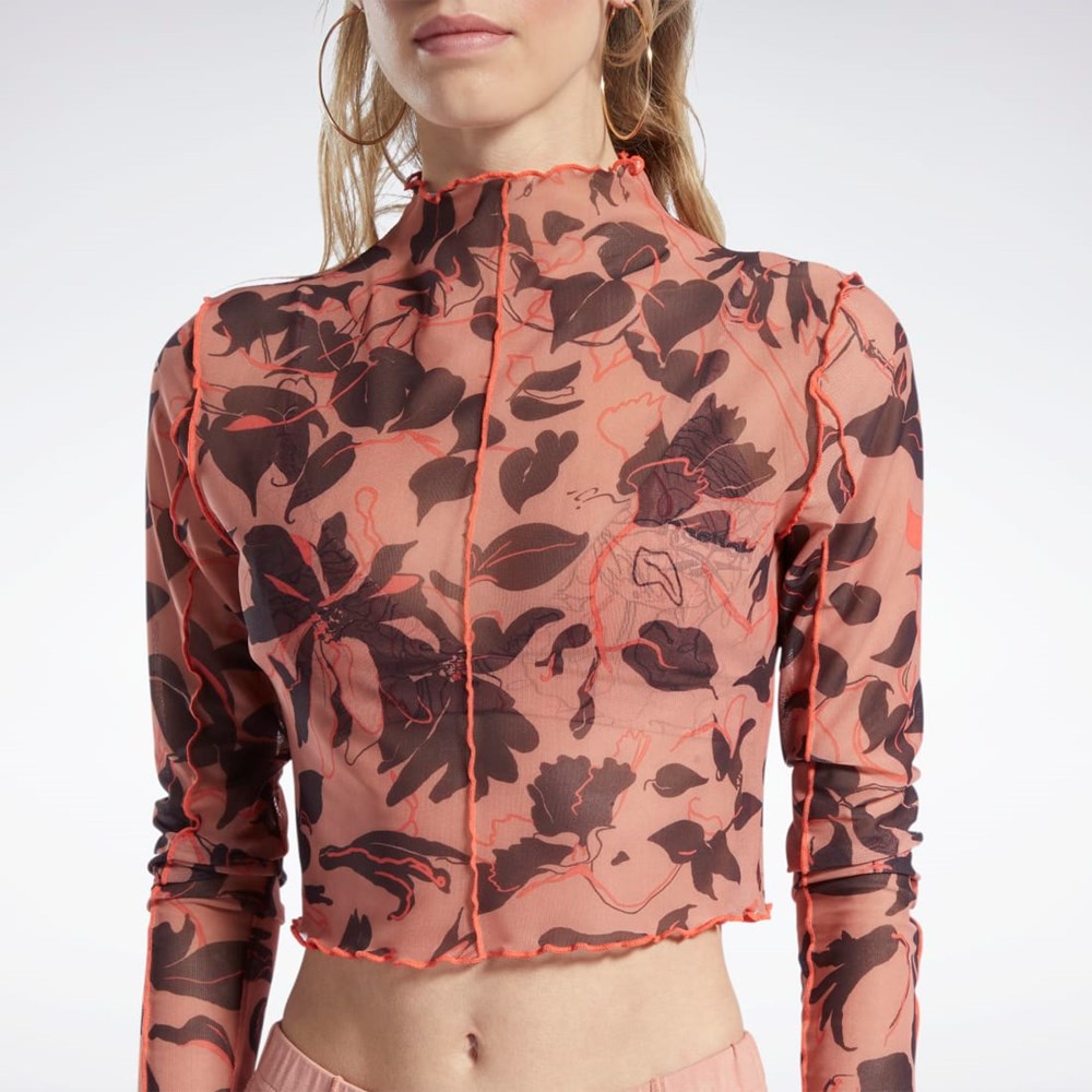 Reebok Reebok Classics Flourishing Floral Print Mesh Long Sleeve Shirt Koralove | ZENDU4718