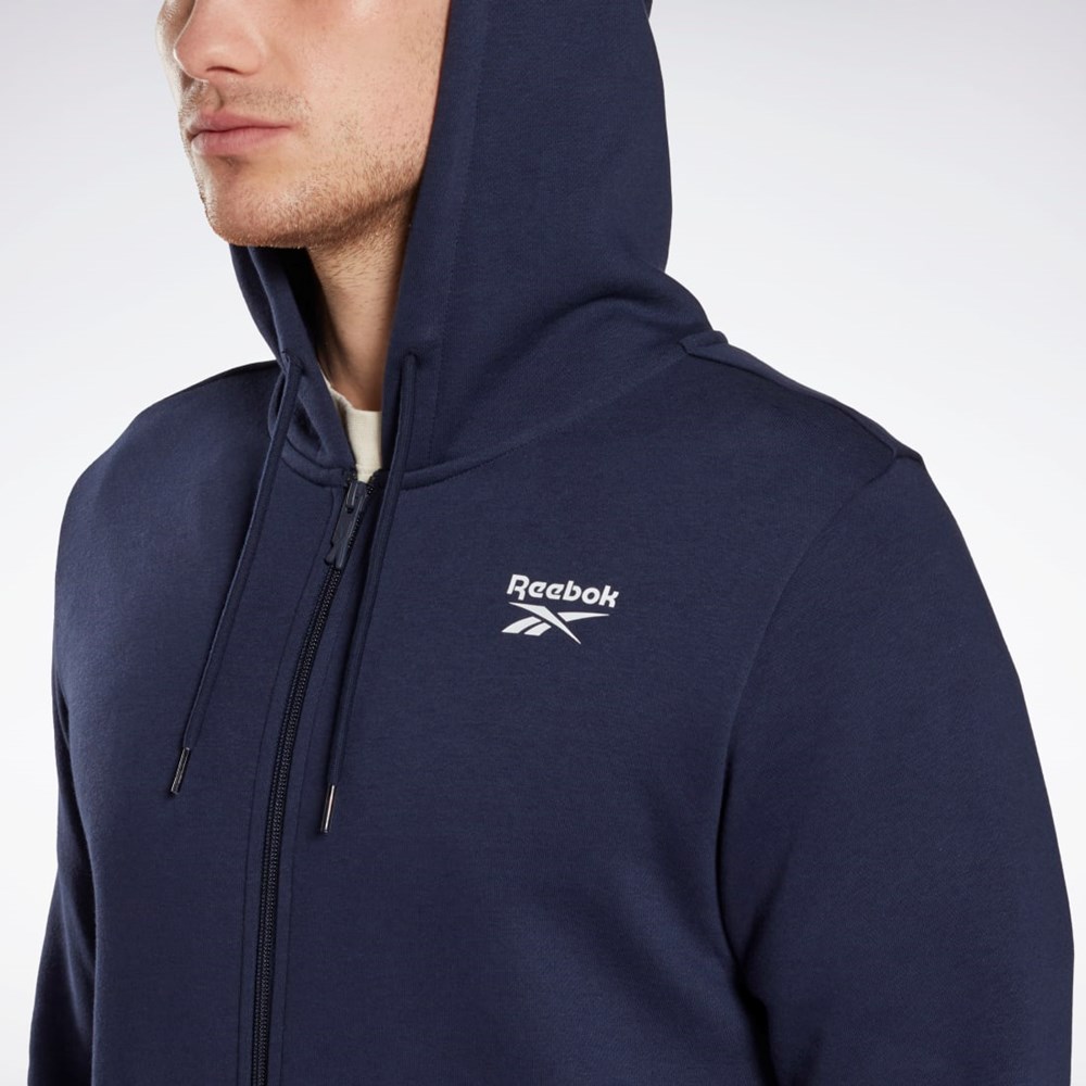 Reebok Reebok Identity Fleece Zip-Up Hoodie Tmavě Blankyt | EINKR3695