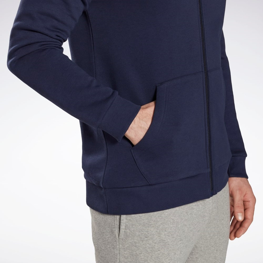 Reebok Reebok Identity Fleece Zip-Up Hoodie Tmavě Blankyt | EINKR3695