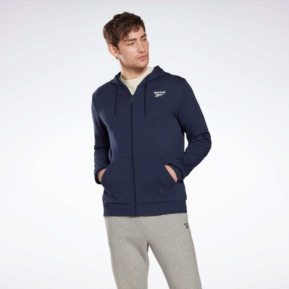 Reebok Reebok Identity Fleece Zip-Up Hoodie Tmavě Blankyt | EINKR3695