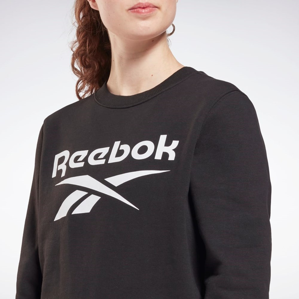 Reebok Reebok Identity Logo Fleece Crew Sweatshirt Černé | OFJCH8514